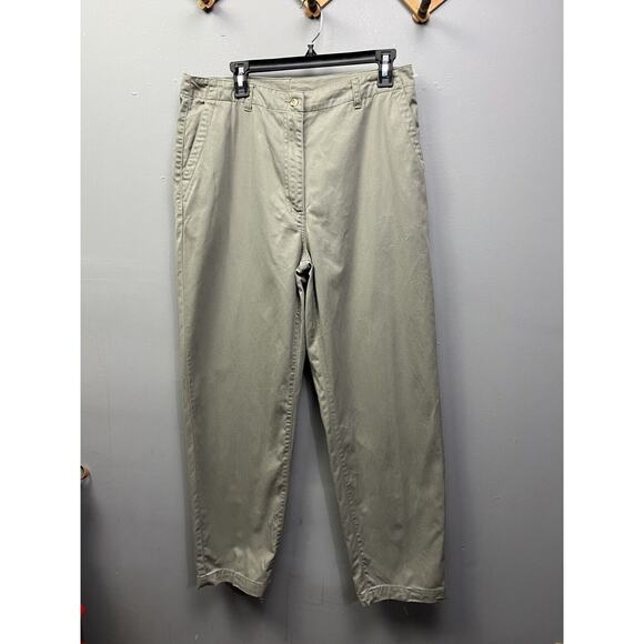 LL Bean Pants Womens size 14 Regular Chino Straight Gray Taupe Casual - Picture 1 of 7